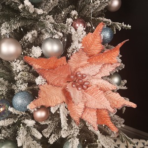 Frosted Poinsettia Stem Christmas Decoration