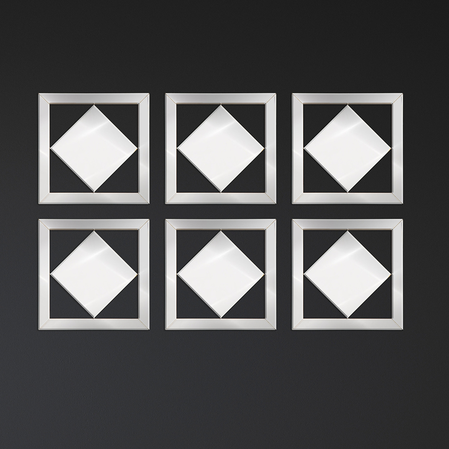 Vanity Living - Set of 6 Art Deco 40x40 Wall Mirror Diamond Design - Diamond thumbnail
