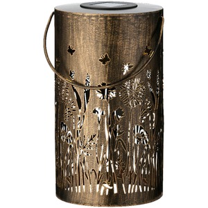 Large Wild Meadow Solar Table Lantern Warm White Tall Garden Lamp 28cm