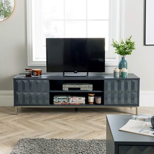 Grey Home Source Siena 2 Door High Gloss TV Stand Storage Unit shot 5082884