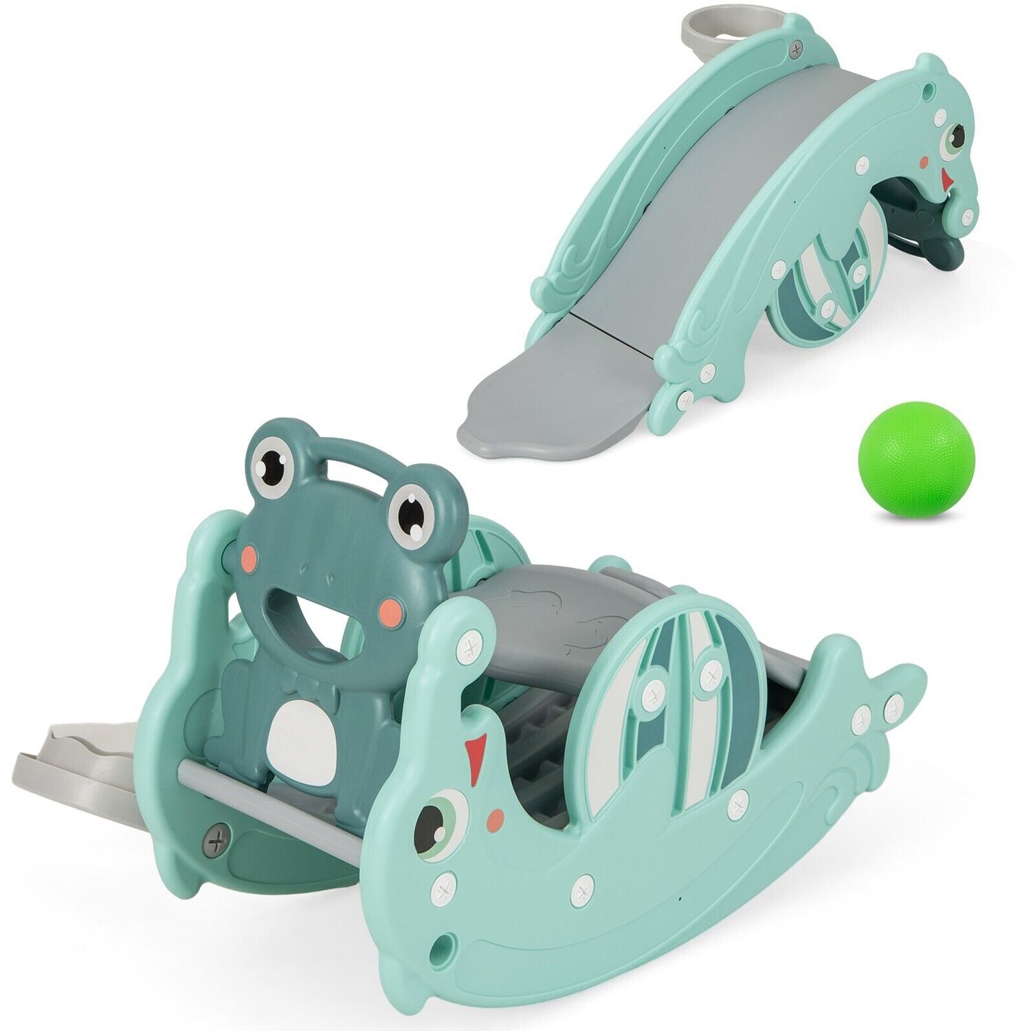3-in-1 Baby Rocker Toy with Basketball Hoop