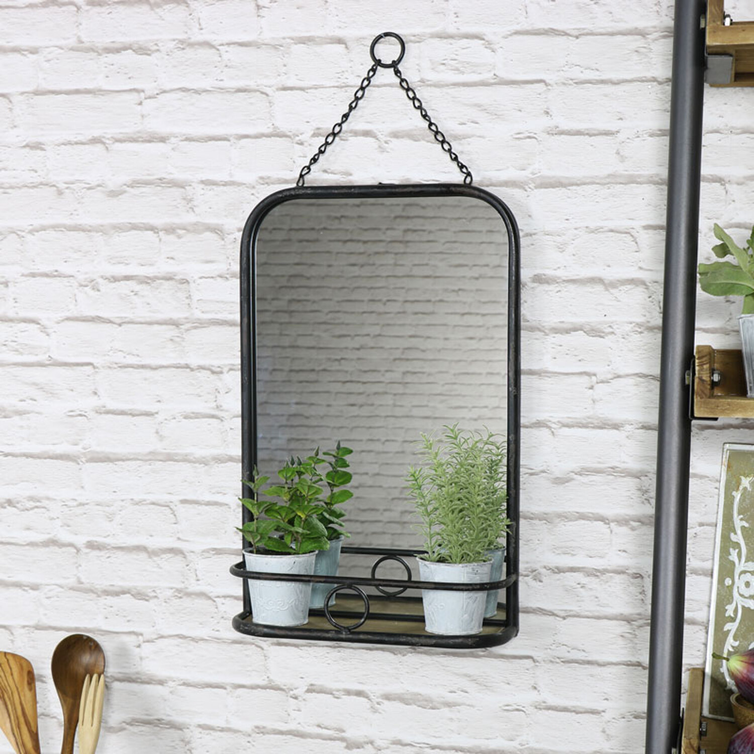 Image of Metal Vanity Wall Mirror with Shelf&hellip;