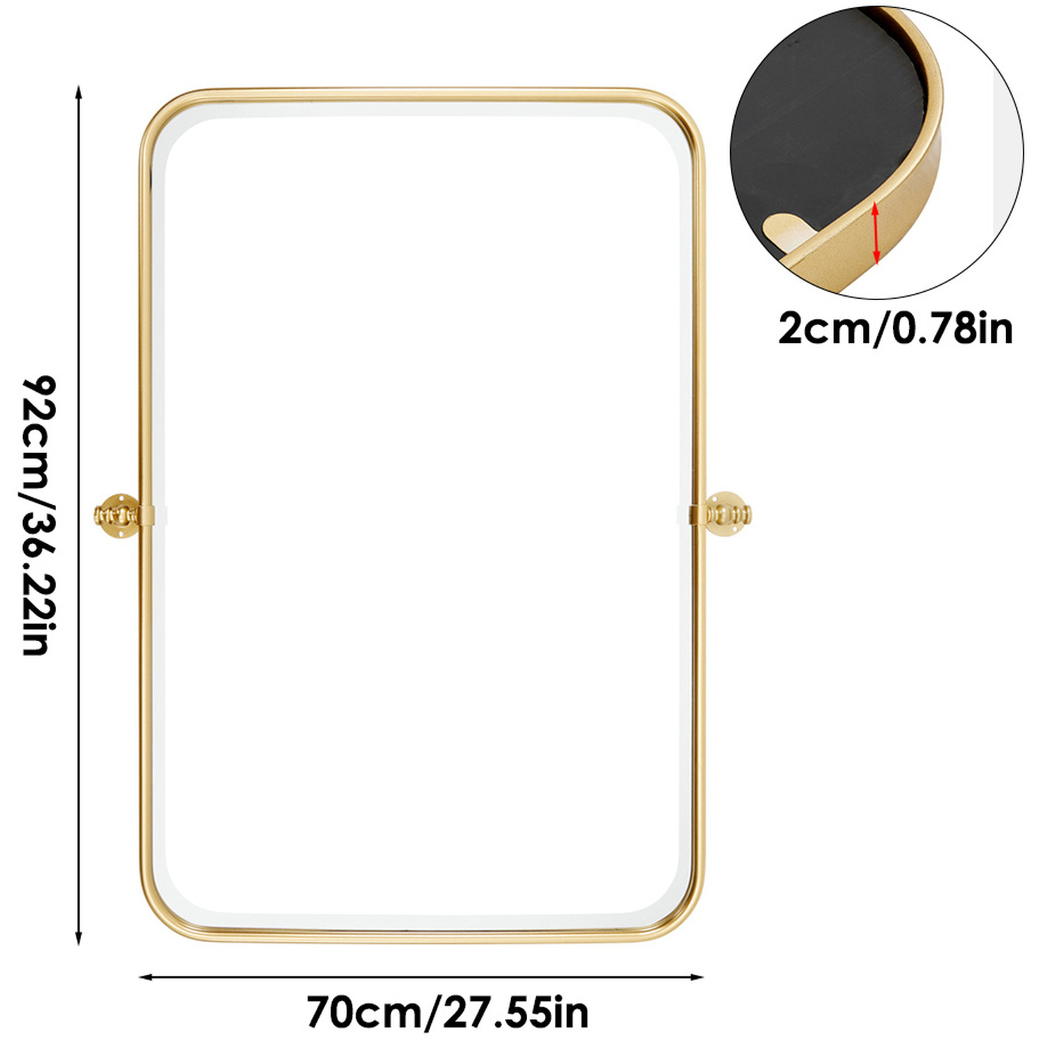 Rectangular Wall-mounted Decorative Metal Mirror - Gold
