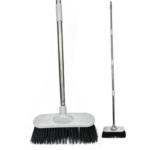 Stainless Steel Broom with Handle Outdoor Garden Hard Bristle Brush