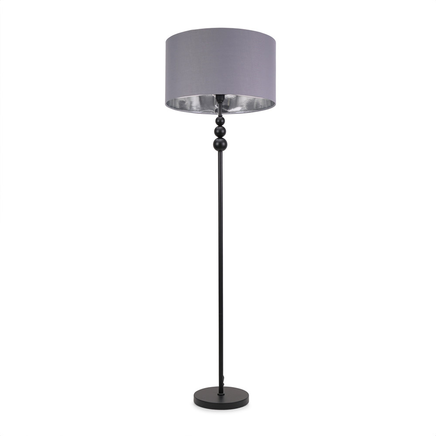 Marissa Grey and Chrome Shade with Black Stacked Ball Floor Lamp with LED Bulb - Black