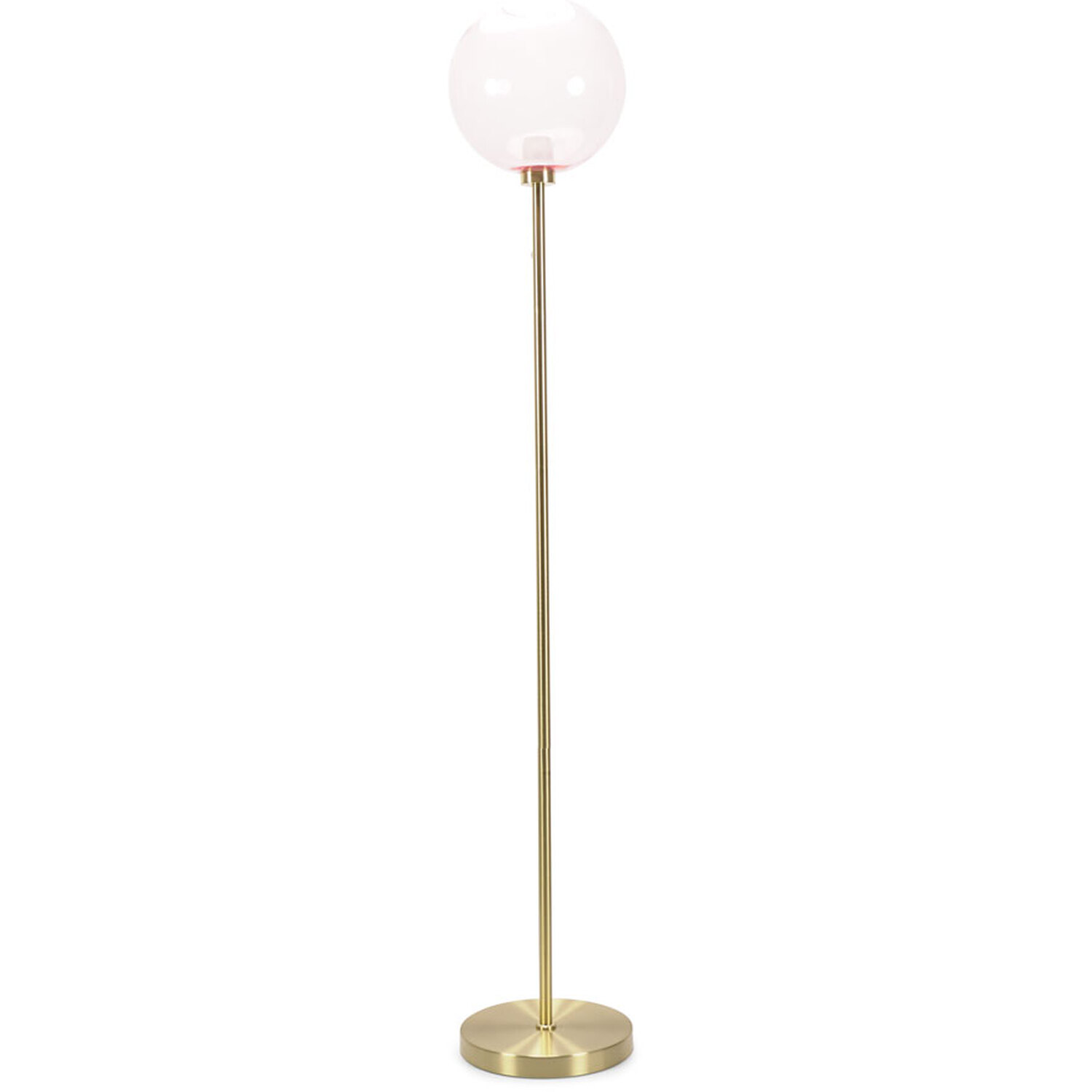 Frenchie Pink Tinted Glass Globe Gold Stem Floor Lamp with LED Bulb - Gold