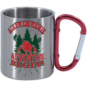 Wild Life Adventure Begins Carabiner Handle Mug