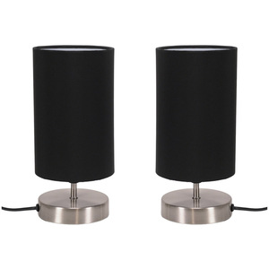 Pair Francis Brushed Chrome Touch Table Lamp with Shade