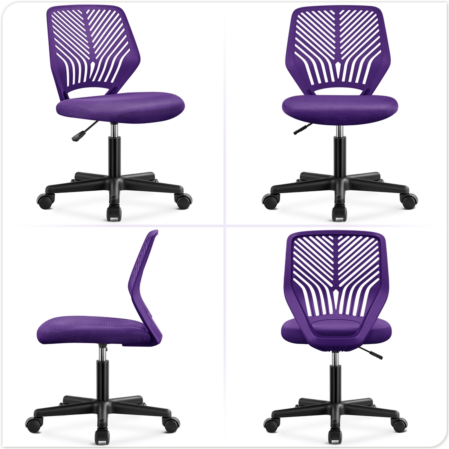 Armless Adjustable Office Chair - Purple