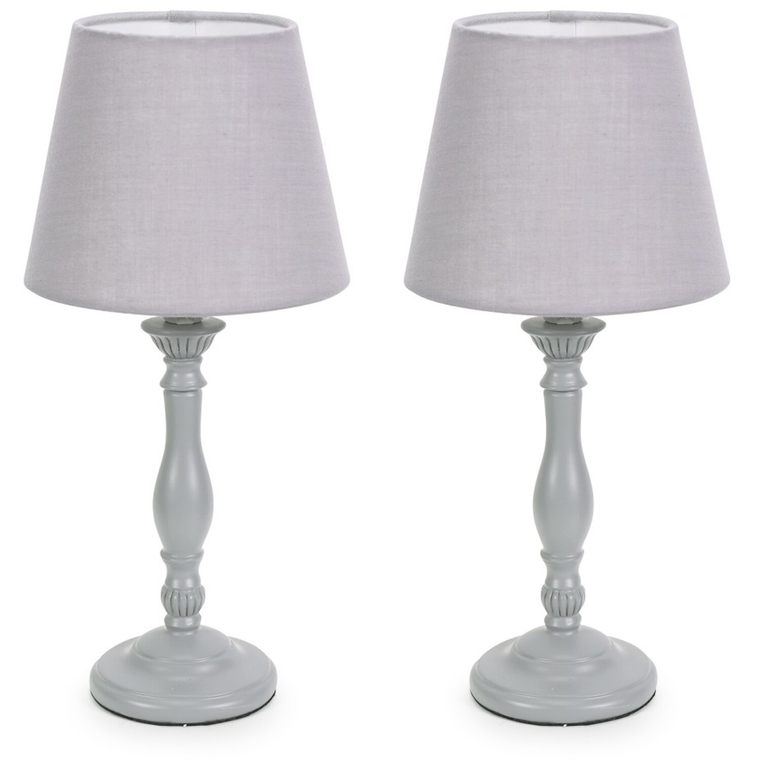 Pair of Sara Table Lamp with Tapered Shade - Grey / Yes