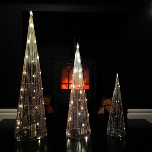 LED Tree Cone Obelisk Trio with 90 LEDs