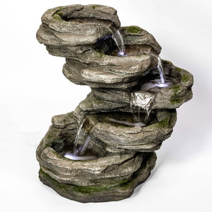 Ogen River Leap 4 Tier Cascading Stone Effect Water Feature with LEDs