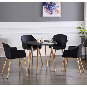 Black Single Eden Plastic Dining Chair with Padded Leather Cushions for Dining Room shot 6827023