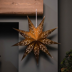 Light up Gold Origami Hanging Christmas Star with LEDs
