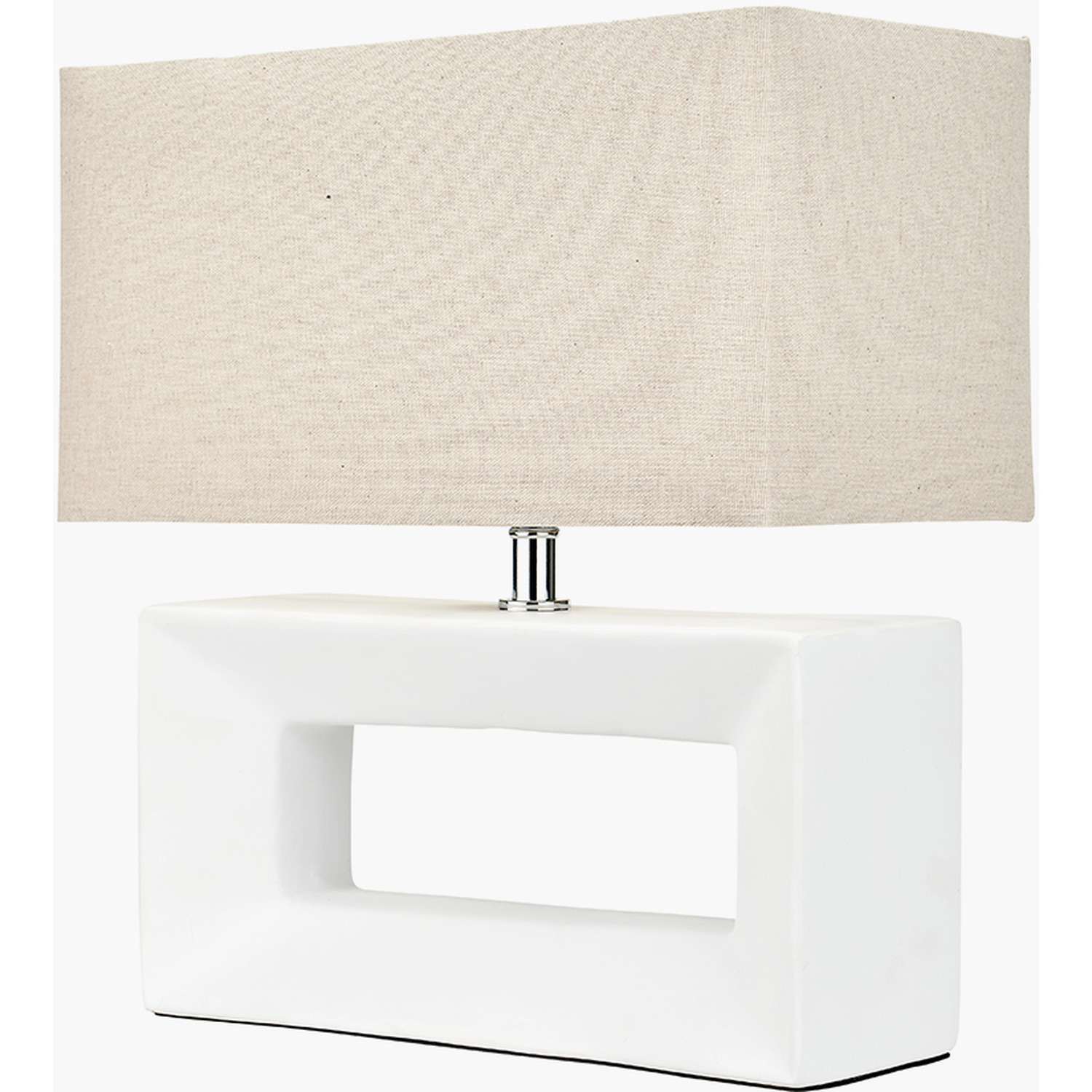 Block Ceramic Rectangular Table Lamp - White