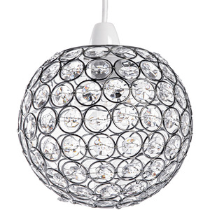 Compact Acrylic Spherical Pendant Light Shade With Chrome Frame