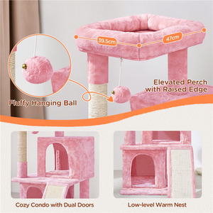 Pink Yaheetech 91cm Cat Tree with Double Condos shot 7237779