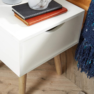 White Home Source Boden 1 Drawer Bedside Table Bedroom Storage Unit shot 7271745