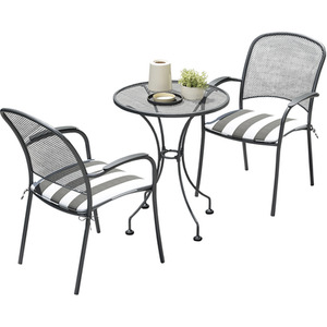 Carlo Metal Mesh Patio Bistro Set with Cushions