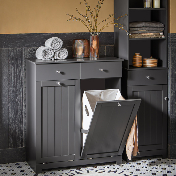 Sobuy Laundry Cabinet with 2 Removable Laundry Baskets