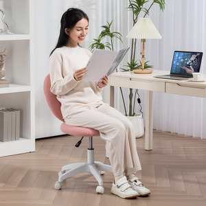 HOMCOM Teddy Fleece Armless Heart Desk Chair Swivel