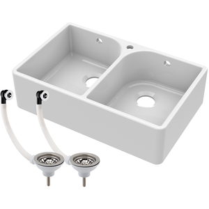 2 Bowl Fireclay Butler Sink Full Wastes Weir795x500x220mm