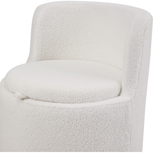 White Upholstered Sherpa Swivel Chair with Storage shot 7768875