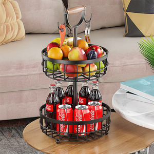 Fruit Basket with Hangers and Wooden Handle