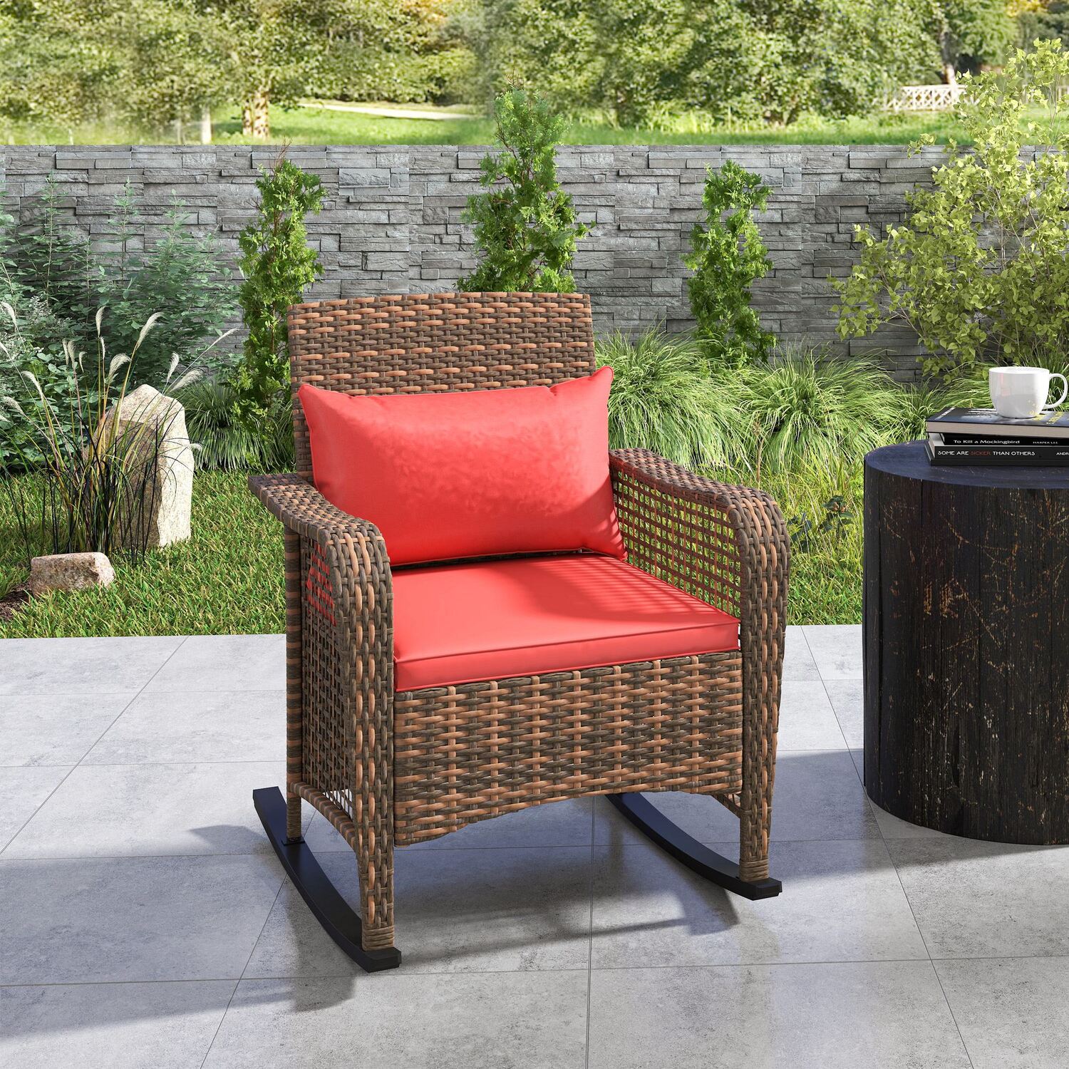 Patio Rattan Rocking Chair Outsunny Rattan Garden Rocking Chair