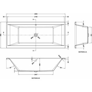 Double Ended Straight Shower Bath 1800mm x 800mm