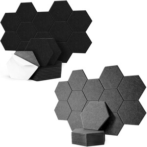 Set Of 12 Hexagon Self Adhesive Acoustic Wall Panels Tiles