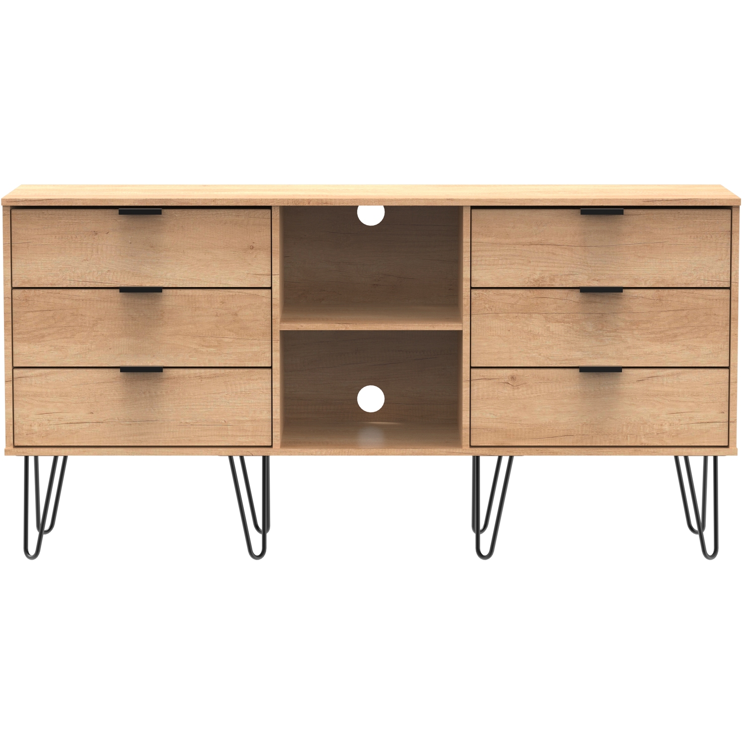Hong Kong C Ready Assembled 6 Drawer Sideboard - Nebraska Oak