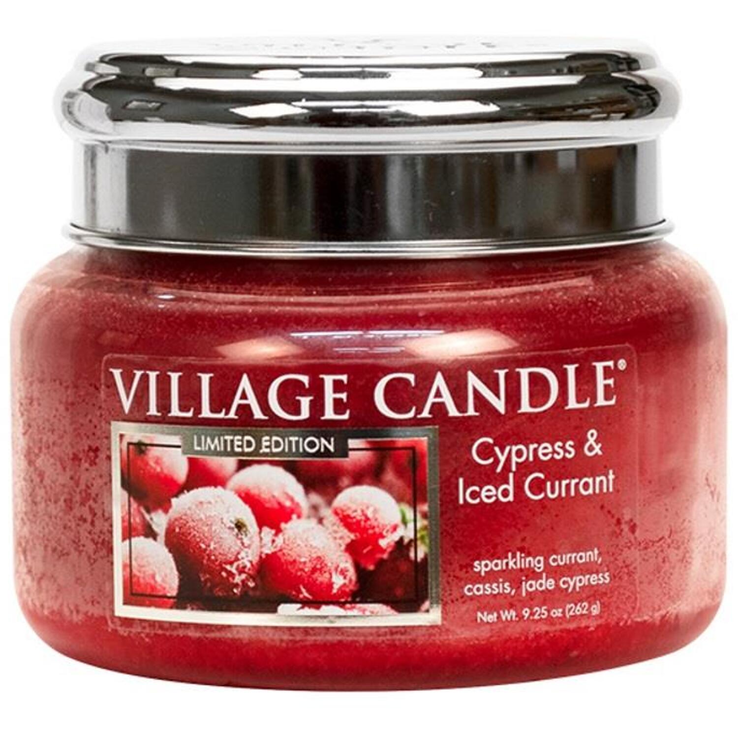 Village Candle 11oz Small Glass Jar Candle - Cypress Iced Currant - Red