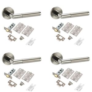 4 Pairs Mitred Door Handles on Rose Internal Set