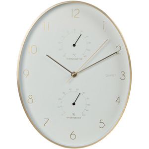 Oval Wall Clock with Thermometer