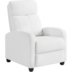 White / Polyester, Boucle, Fabric, Foam, Metal Yaheetech Upholstered Armchair Recliner Chair shot 10324684