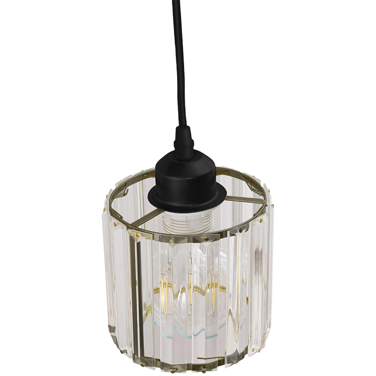 Livingandhome Cylinder Lampshade Crystal Chandelier Round Ceiling Plate - Black