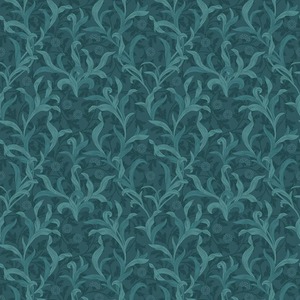 Antique Leaf Wallpaper in Teal