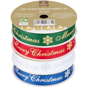 Thin Merry Christmas Ribbon