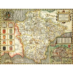 Devon Historical Map 1000 Piece Jigsaw Puzzle (1610)