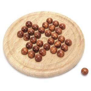 Peg Solitaire with Wooden Marbles Board Game