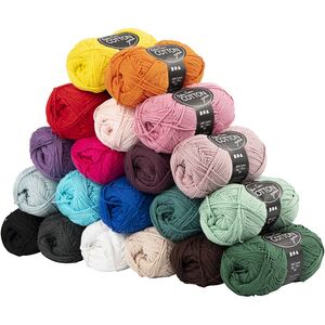 Cotton Yarn Assorted Colours 20x50g Pack
