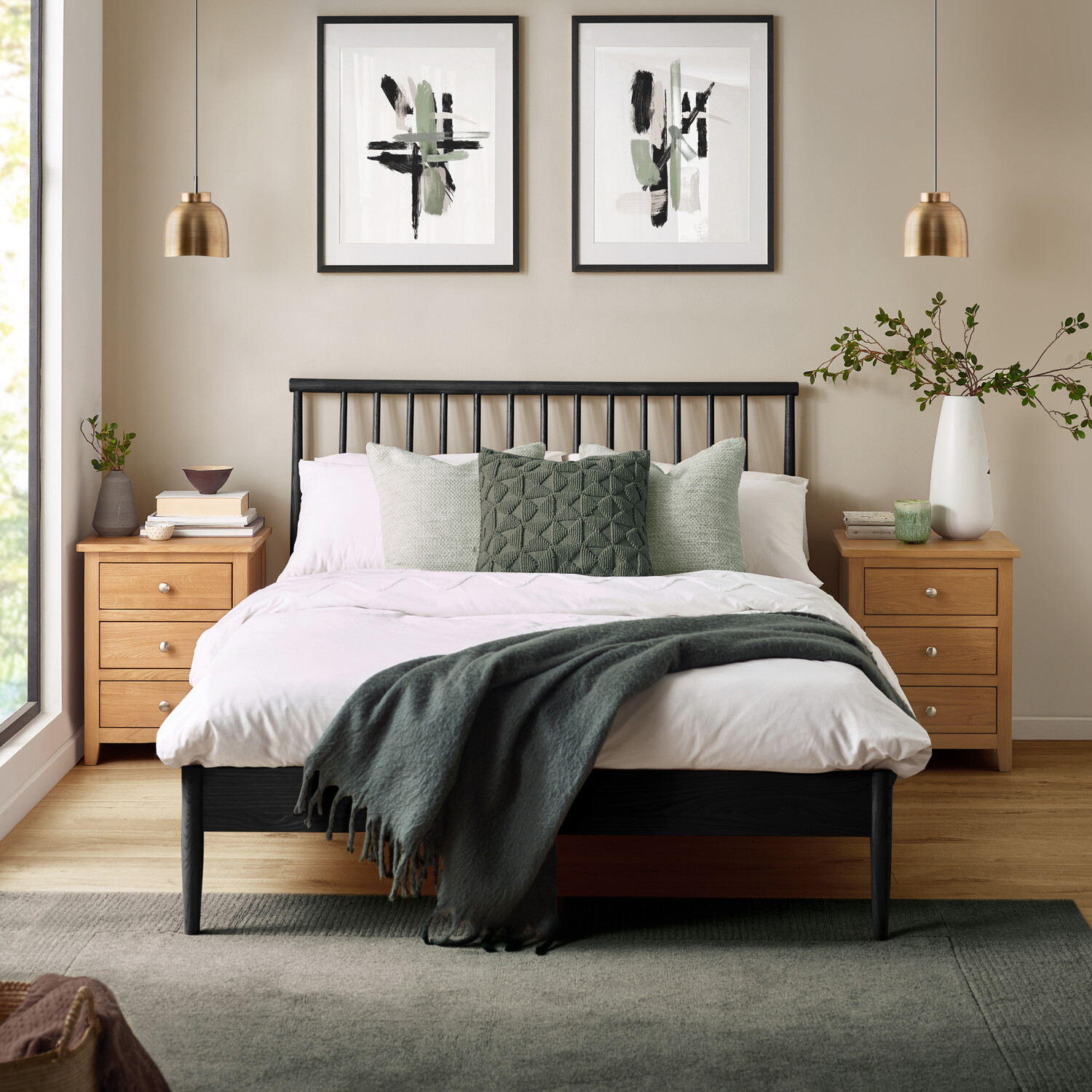 Belton Bed Frame - Black Oak Effect