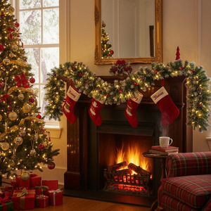 Lifeideas 270cm Artificial LED Warm White Light Christmas Garland
