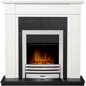 Adam Georgian Fireplace in Pure White Black Eclipse Electric Fire Chrome