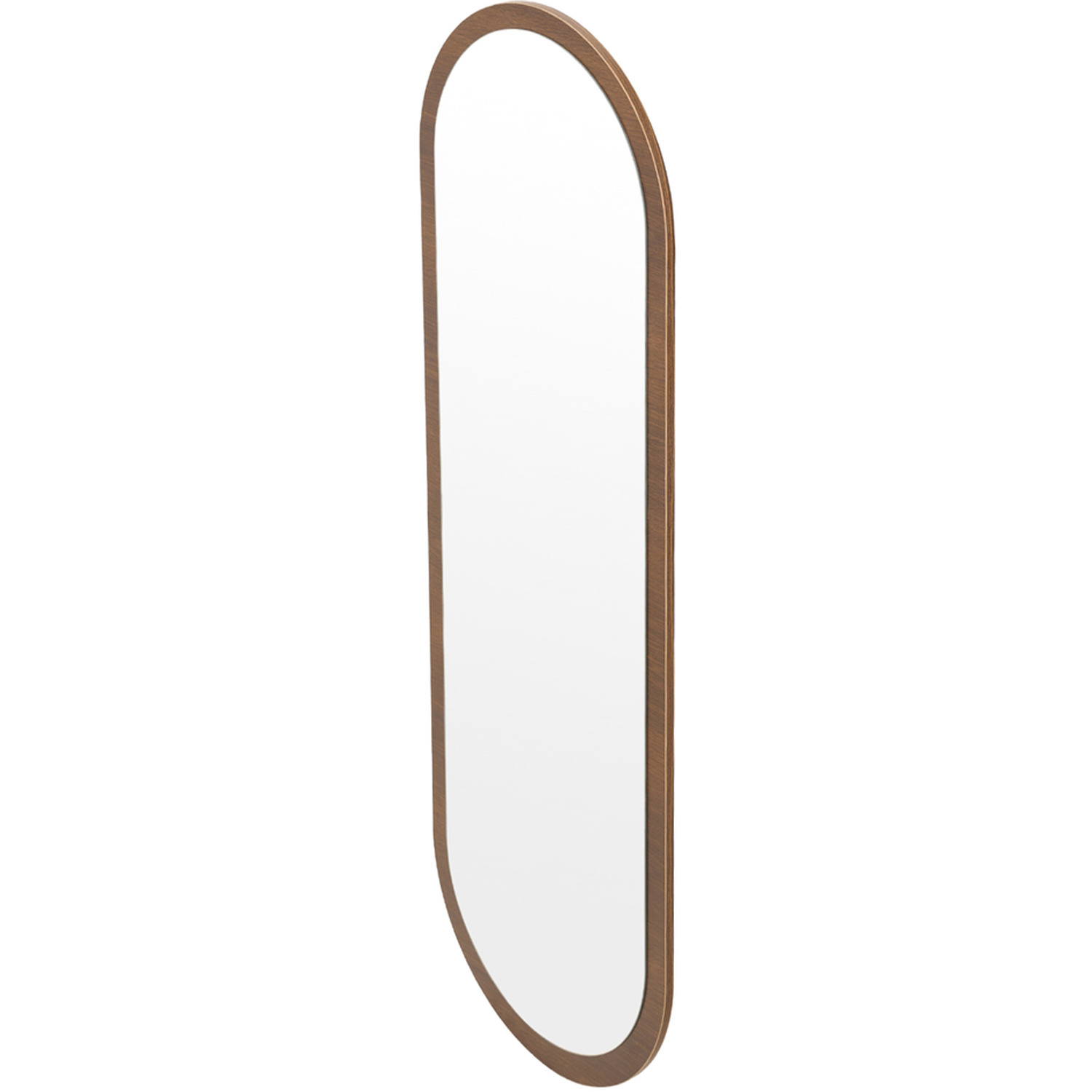 Image of Oval Wall-Mounted Full-Length Mirror - Walnut