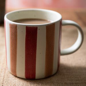 Mikasa Pink and Orange Stoneware Mug, 2-Tone Pink and White Cup, 410ml