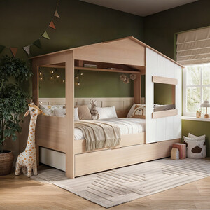Dreamland House Bed with Trundle Oak