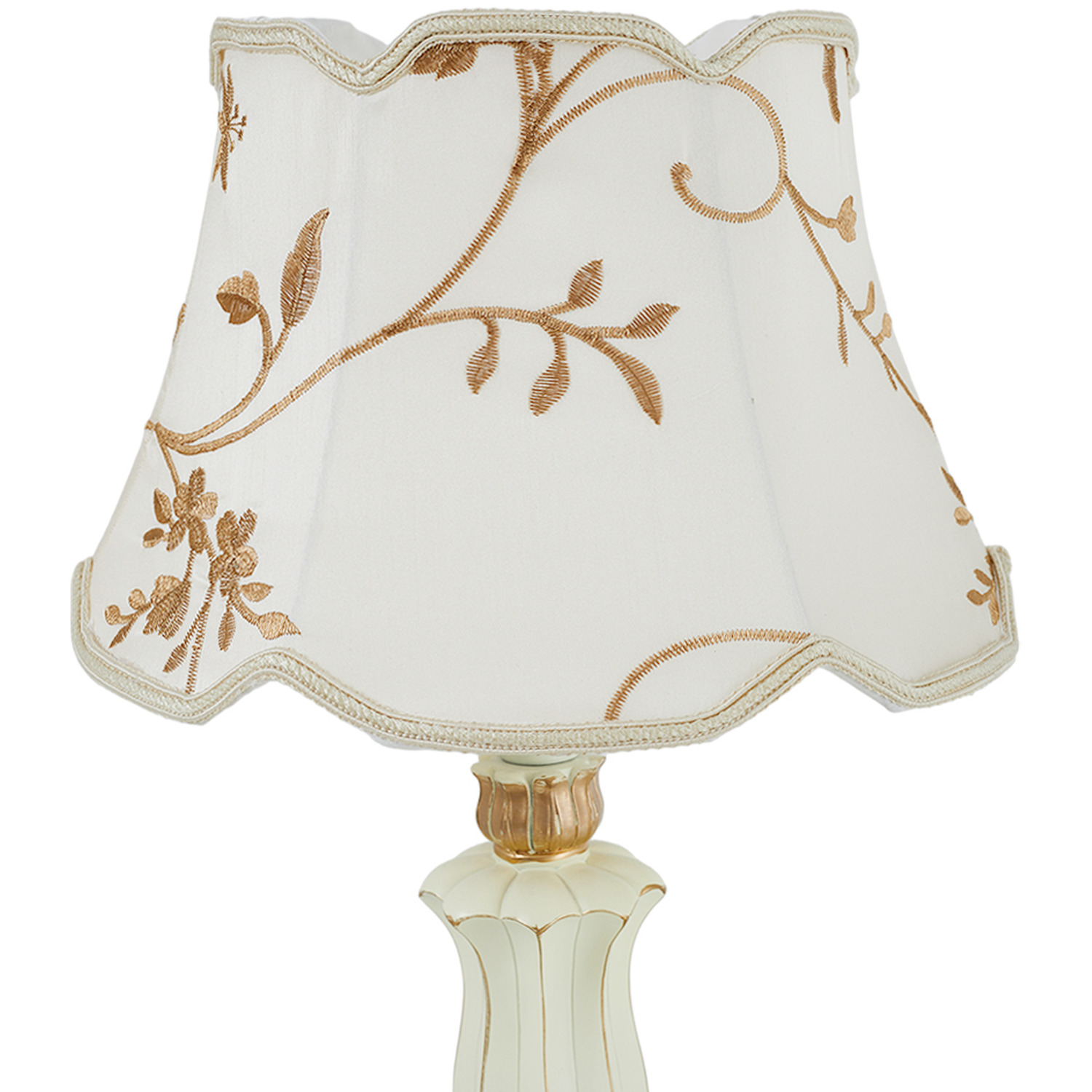 Elegant Floral Wave-fold Edge Table Lamp - White And Gold