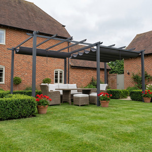 Breeins Garden Sanctuary Aluminum Patio Pergola with Retractable Canopy